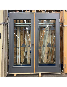 Pardörr med glas 1800x2100 - Grå